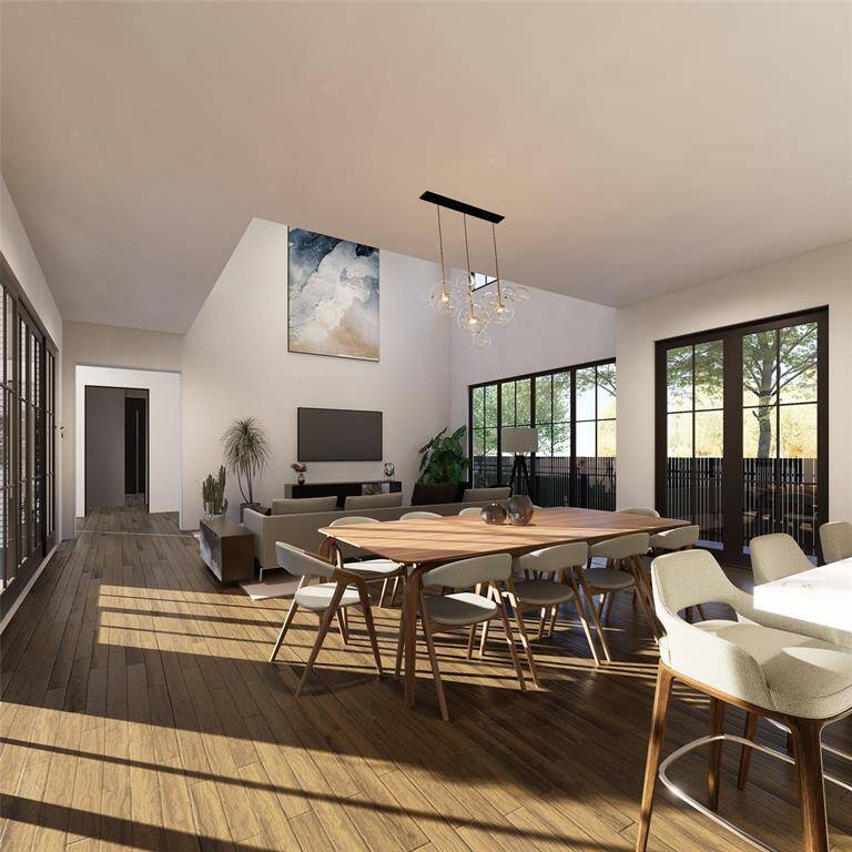 Dining area leads to a private patio