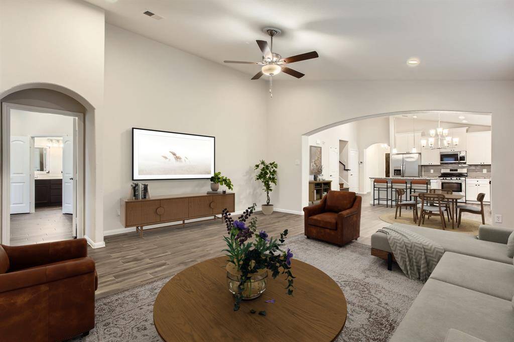 Living/kitchen areas virtually staged