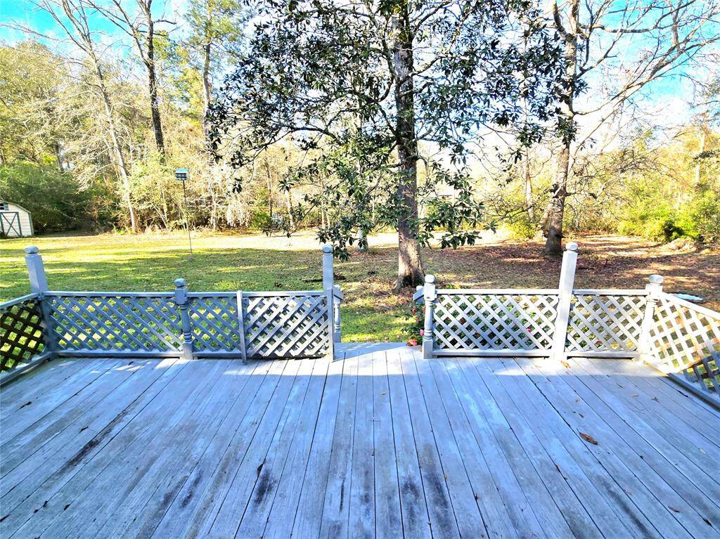Deck overlooking back yard