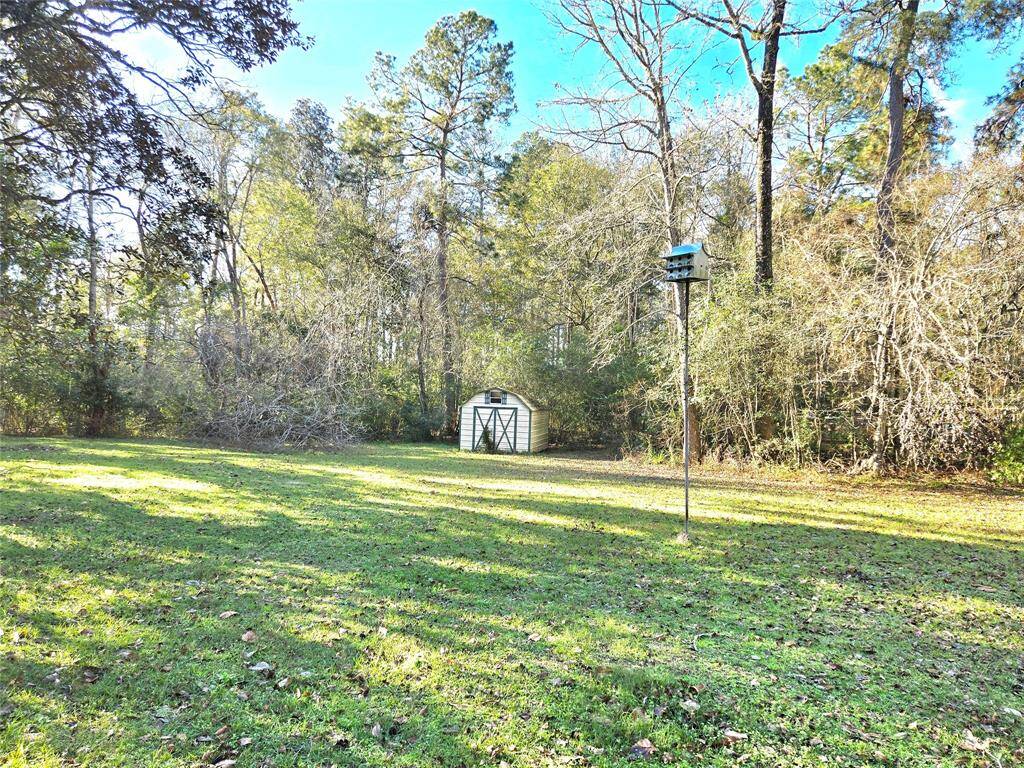 Back yard with storage shed