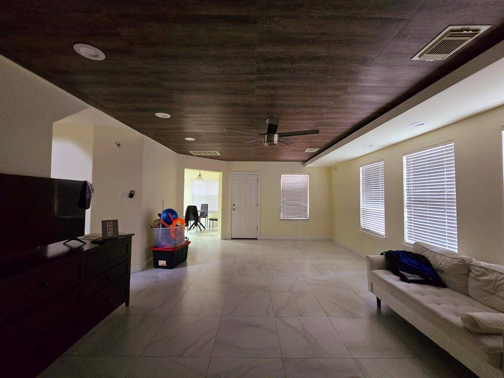 Spacious Family room with a fireplace.