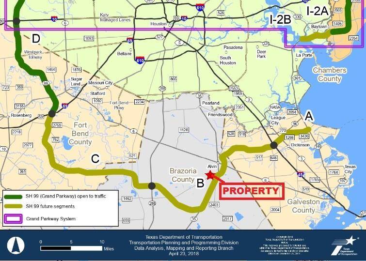 195 Acres right on the future Grand Parkway 99 freeway.