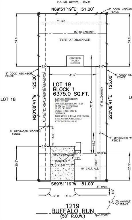 1219 Buffalo Run preliminary plot plan