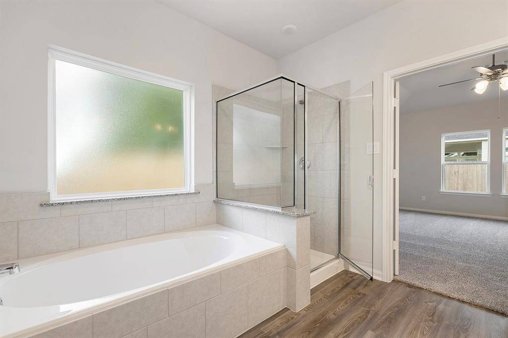 Separate shower and soaking tub
