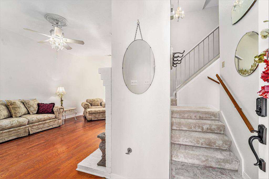 Front entry and to the left, living/dining room