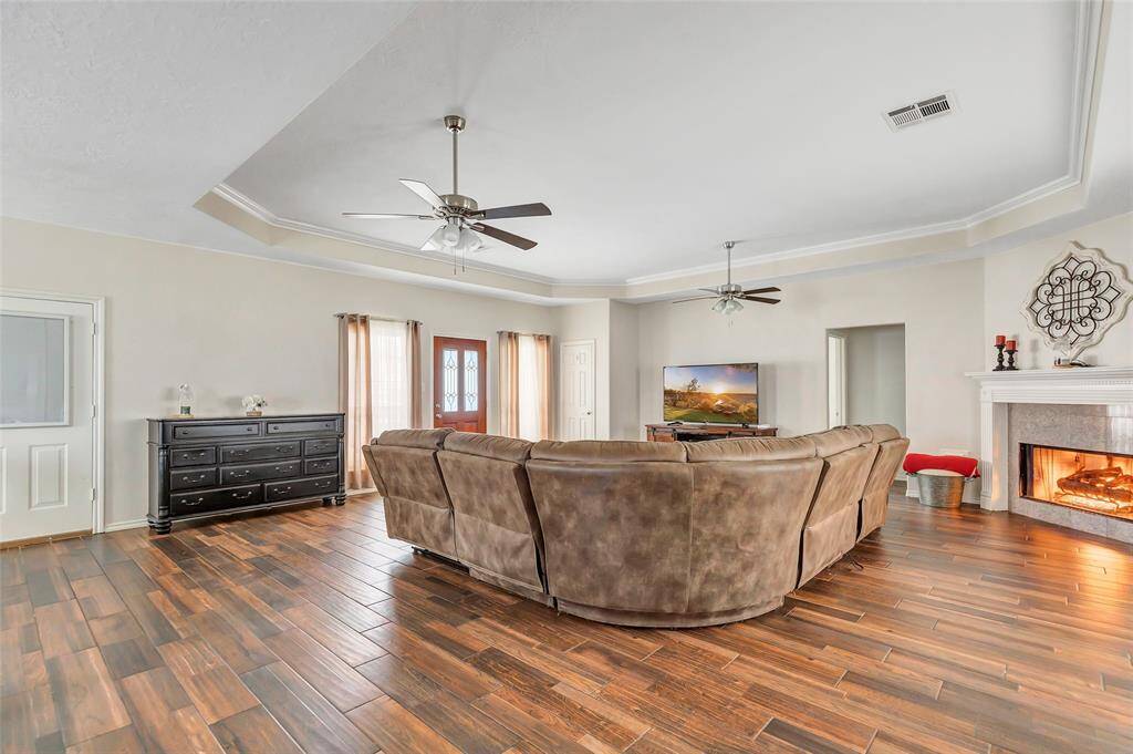 cozy fireplace in the family room
