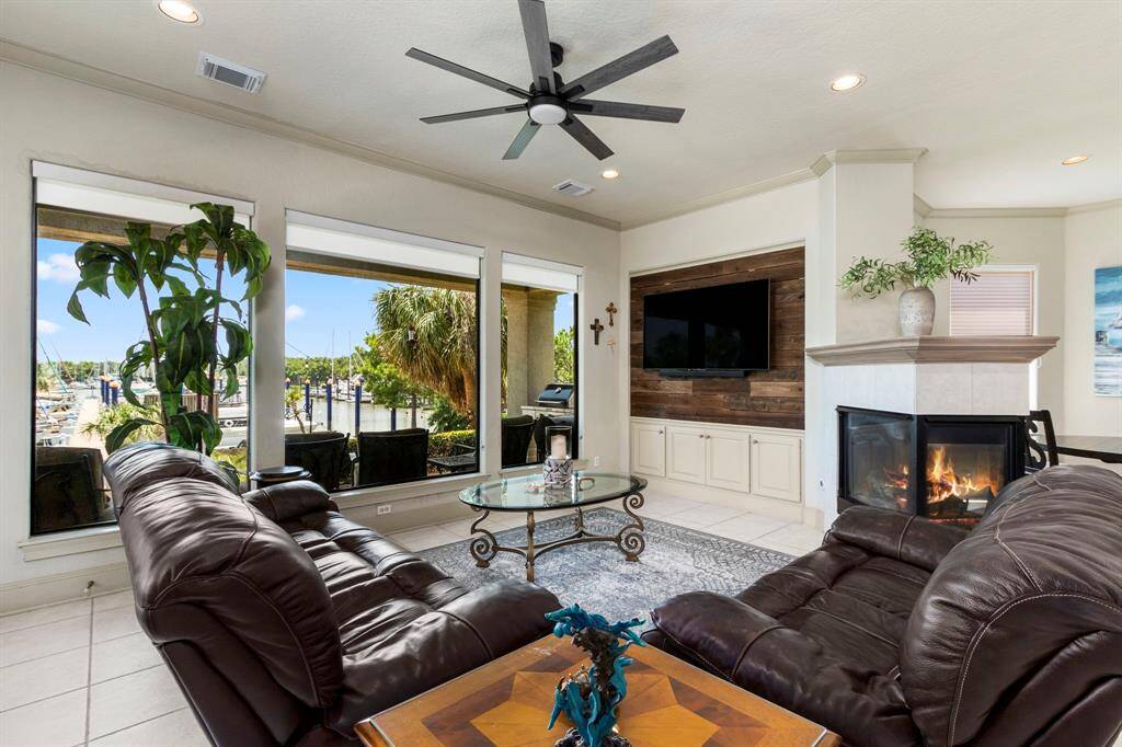 The Family Room offers Gorgeous Views of the Marina.