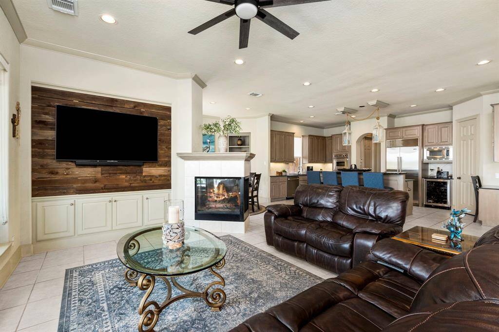 Custom Wood Detail adds Style to the Entertainment Center.