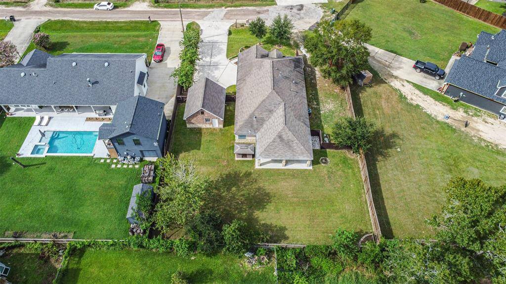 Aerial view from the back of the home