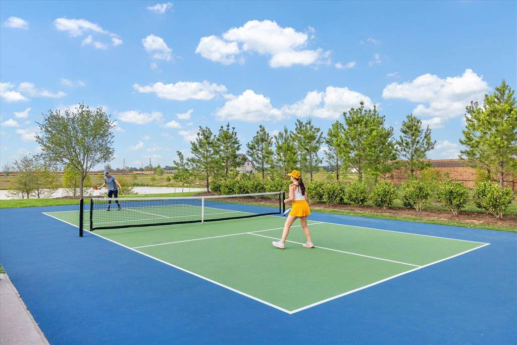 Pickleball courts that are separate from the tennis courts.