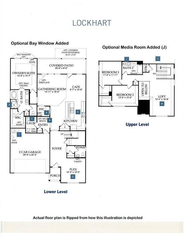 Builder Floor Plan from original marketing brochure.  Optional Bay Window was added along with optional Media Room.  Primary suite walk-in closet had a design change for more storage space (per seller).