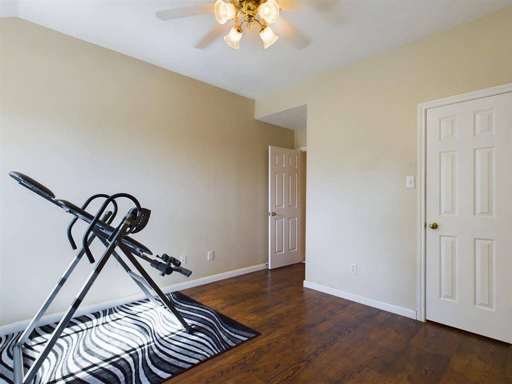 Space can be used as a spare bedroom, home gym or office space.