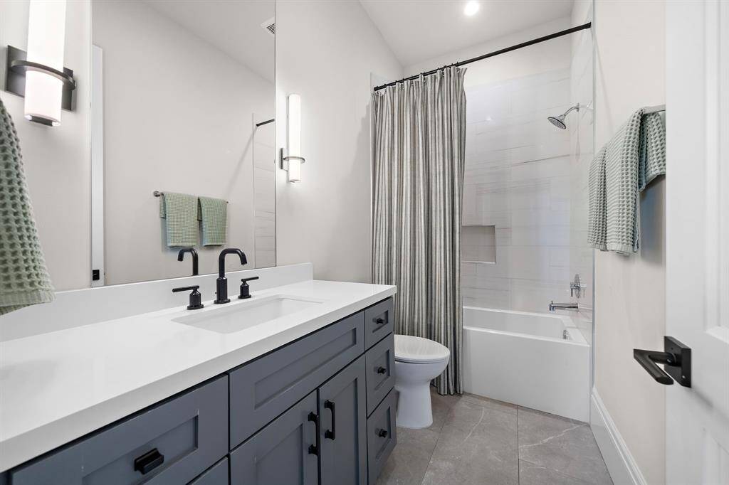 Private attached bathroom for first upstairs bedroom.