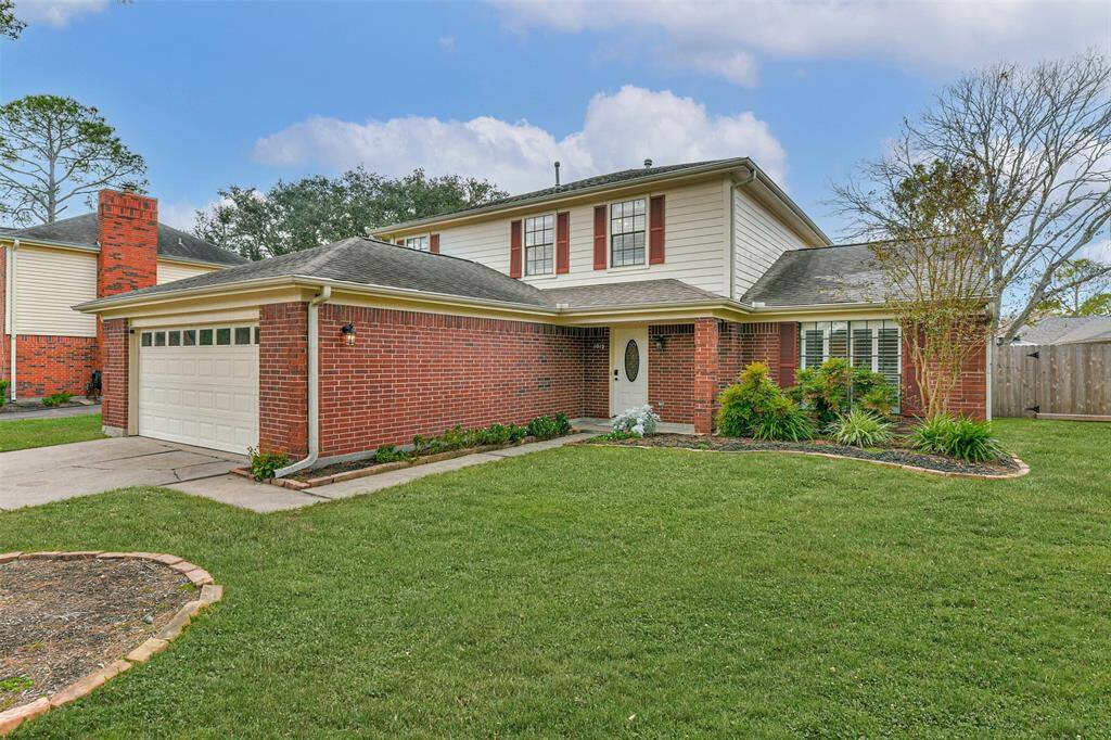 Welcome to 1015 Mabry Mill Road in Clear Lake's Bay Glen community! This two-story traditional red brick home with charming shutters and mature landscaping is set deep on a southeast-facing 0.18-acre lot in this established neighborhood zoned to CCISD.