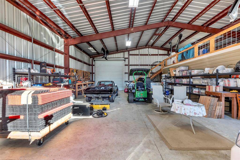 Inside the barndominium storage/workshop/garage area