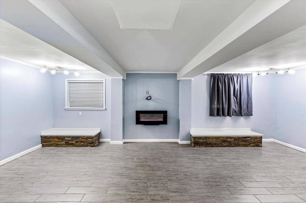 Downstairs living room tile makes cleaning a breeze!