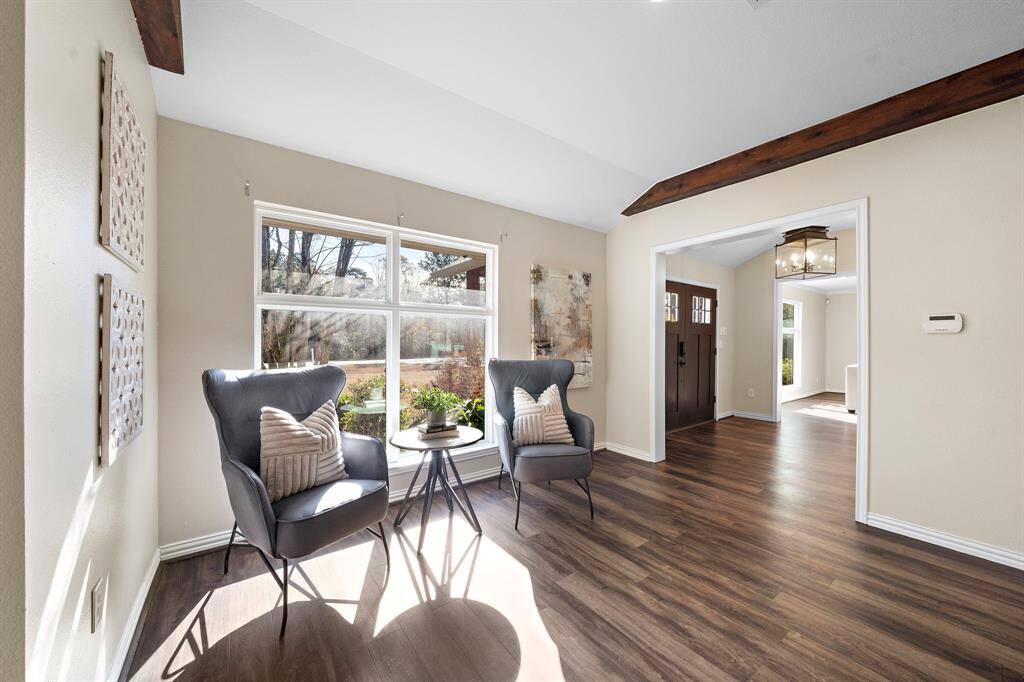 The breakfast nook is located off of the kitchen, a perfect place to relax!