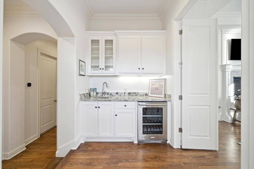 Wet bar is located just outside the media and primary room complete with a beverage cooler.