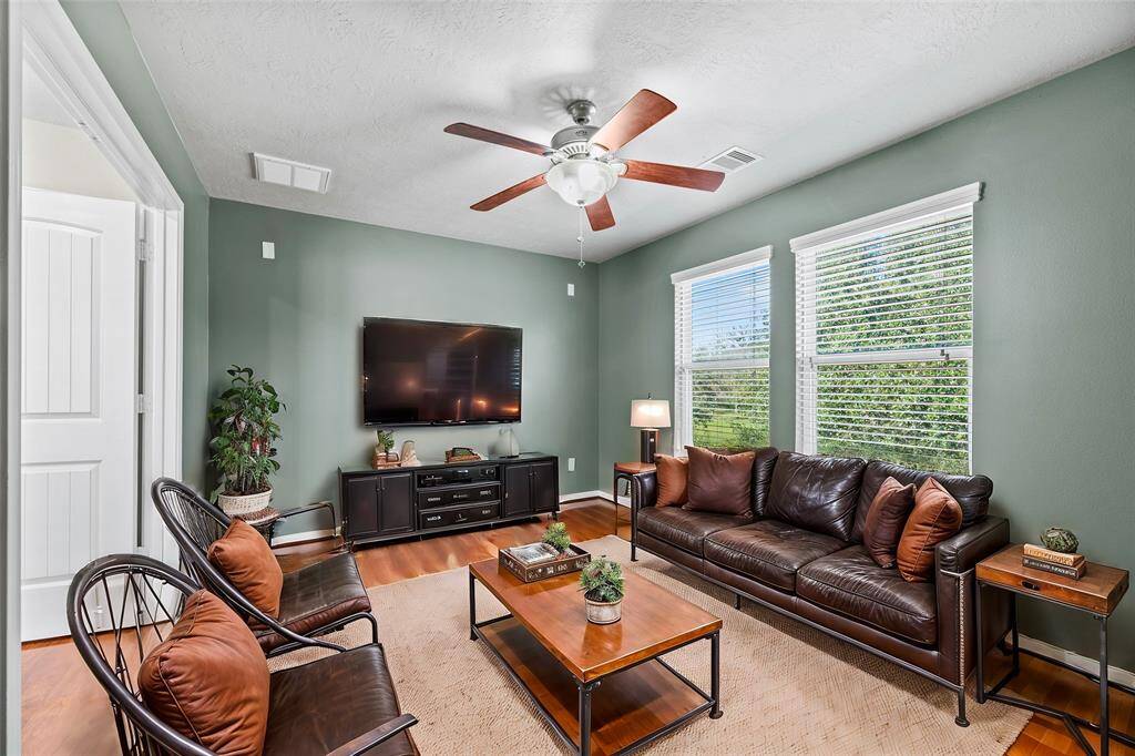 This media room or play room is perfect for family game or movie night.