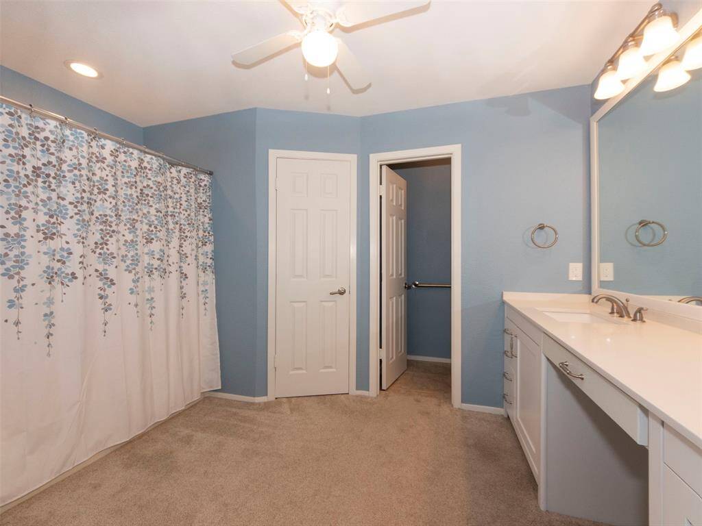 Master bathroom with dual sinks