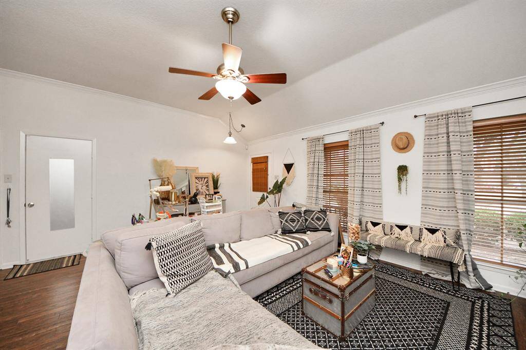 Another view of the bright andspacious living room.