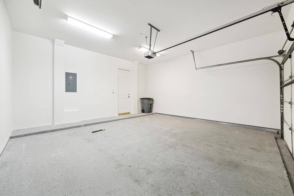 Garage with epoxy floor.