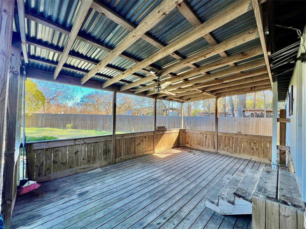 South-view  of the Covered Porch looking out towards the front of the yard.