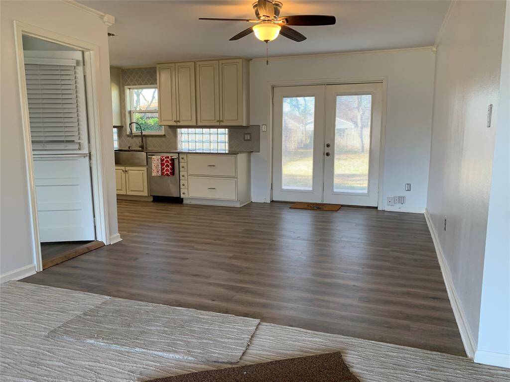 Living area looking into dining area