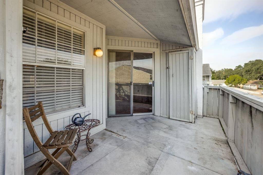 Sliding glass door on patio