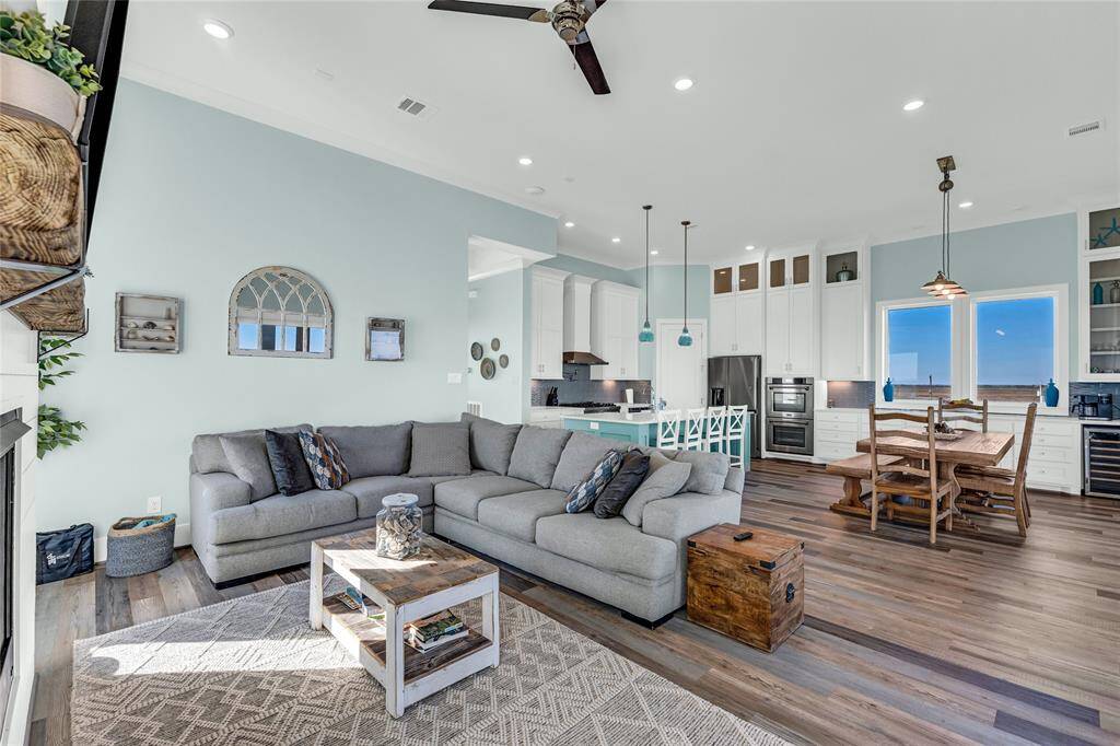 Living room and kitchen.