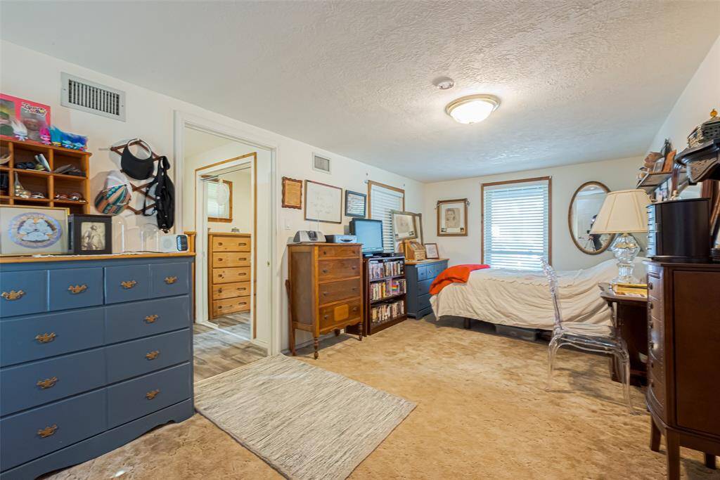 The primary bedroom is located downstairs.