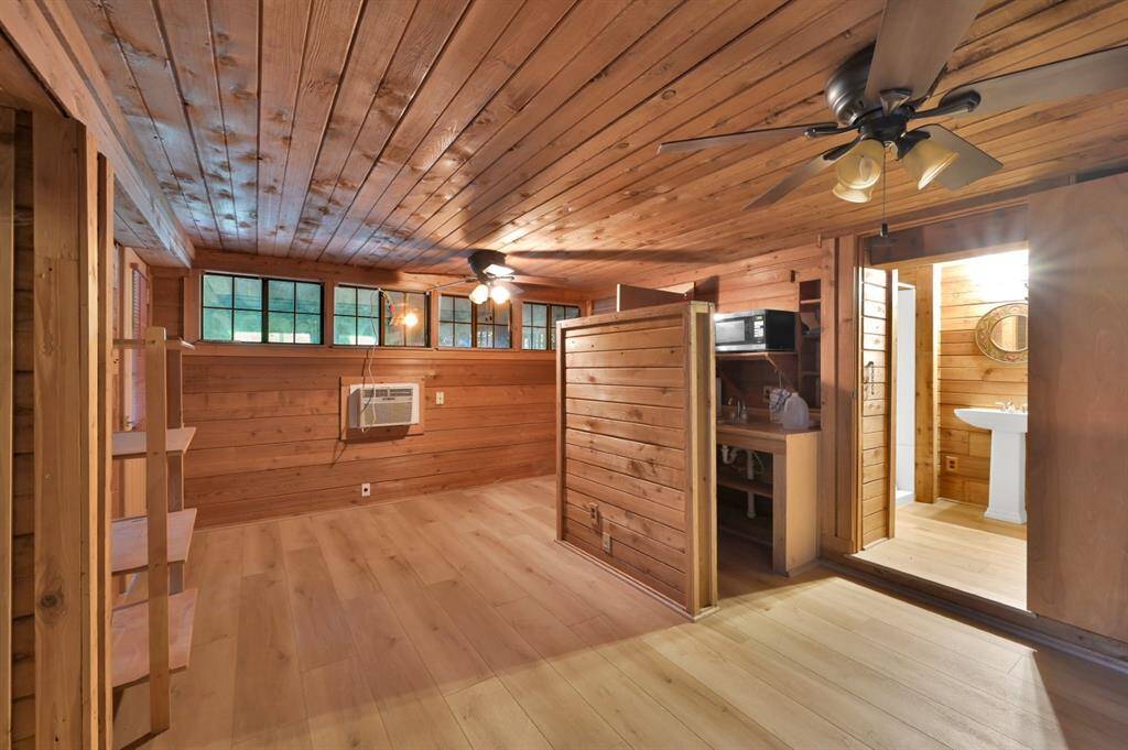 A tiny kitchen makes the apartment a great place for a teen to have parties.