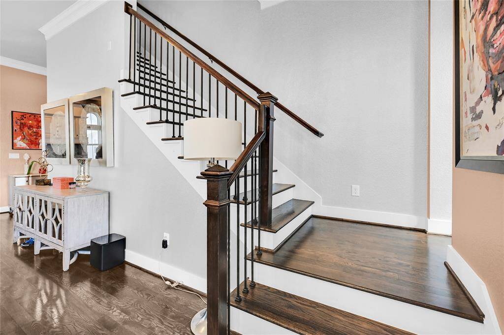 Nice wide stairwells with hardwood flooring