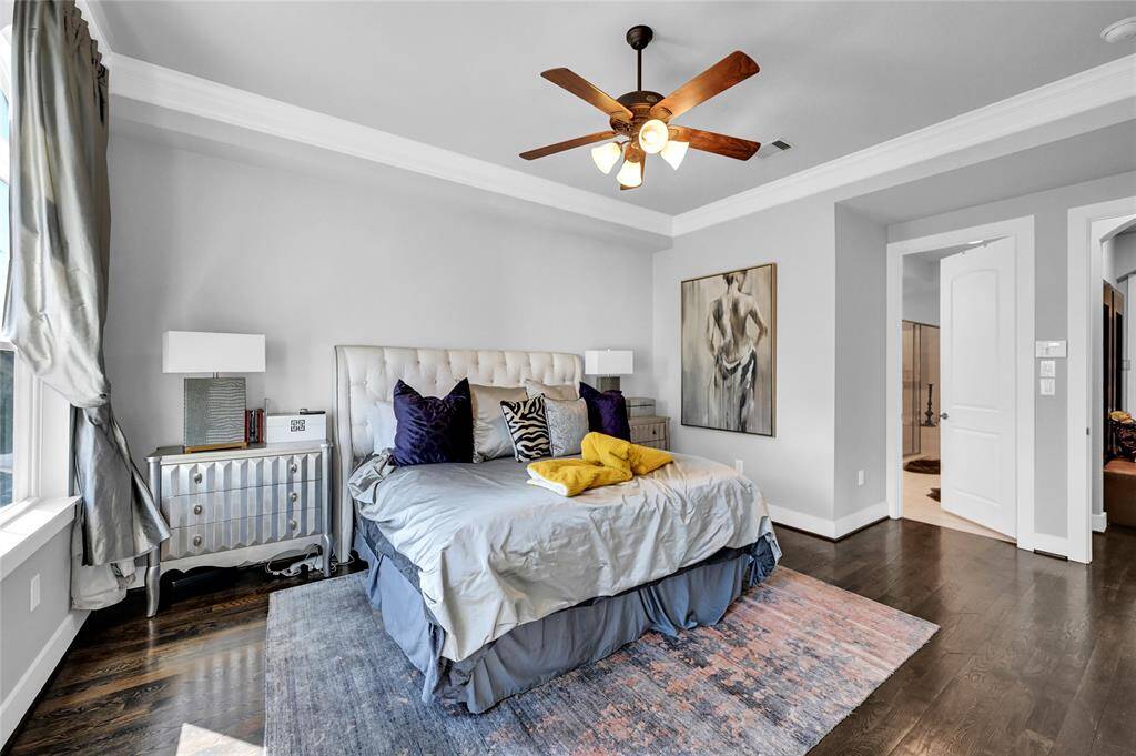 Primary suite is massive with large windows for natiral light and Tray ceilings