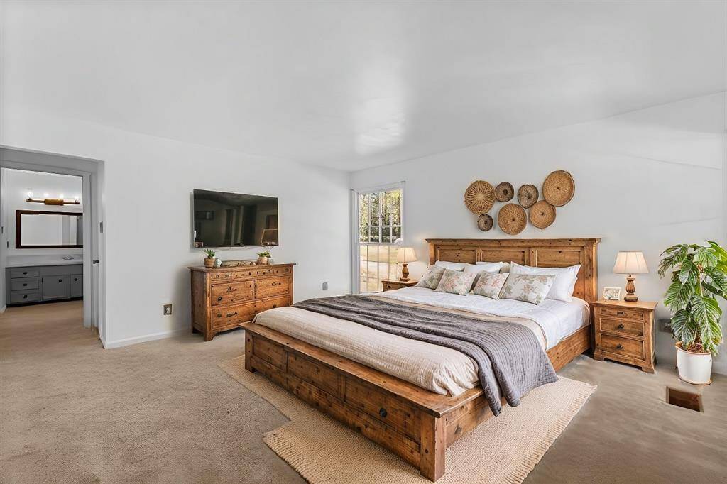 Virtually staged primary bedroom