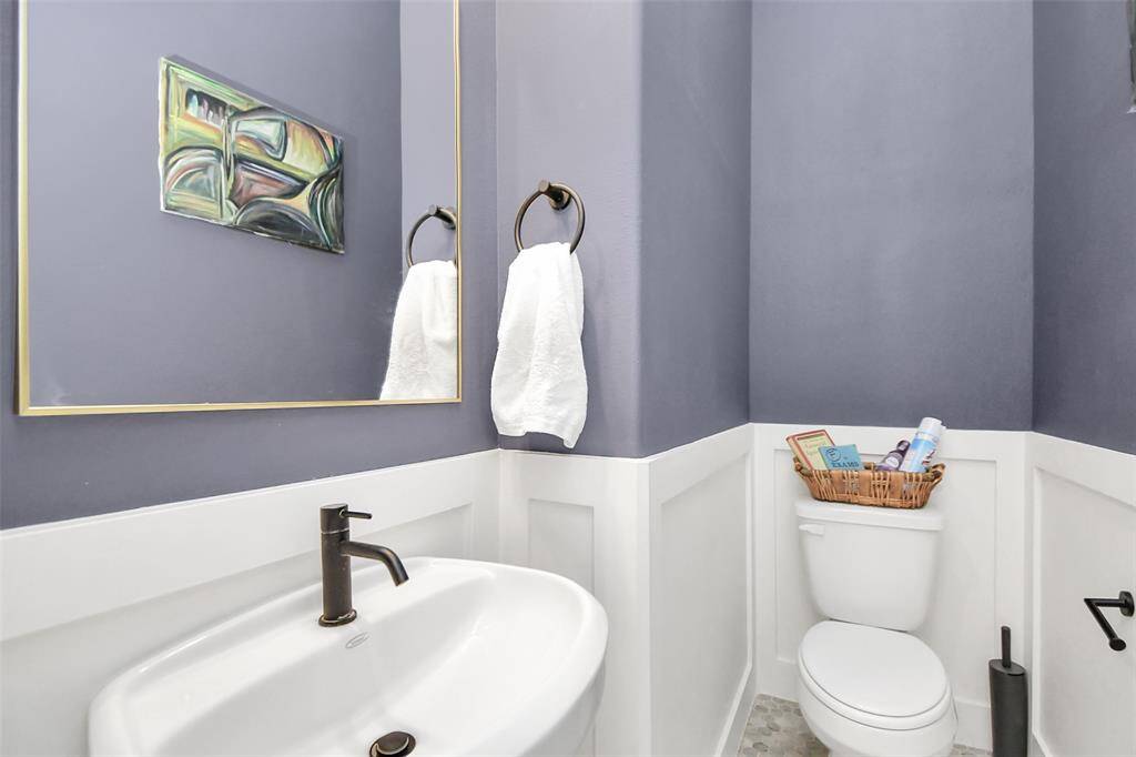 Half bath located downstairs.