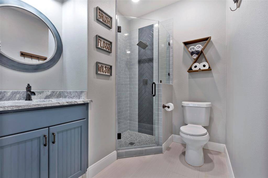 Bathroom 1 upstairs for bedroom and game room.
