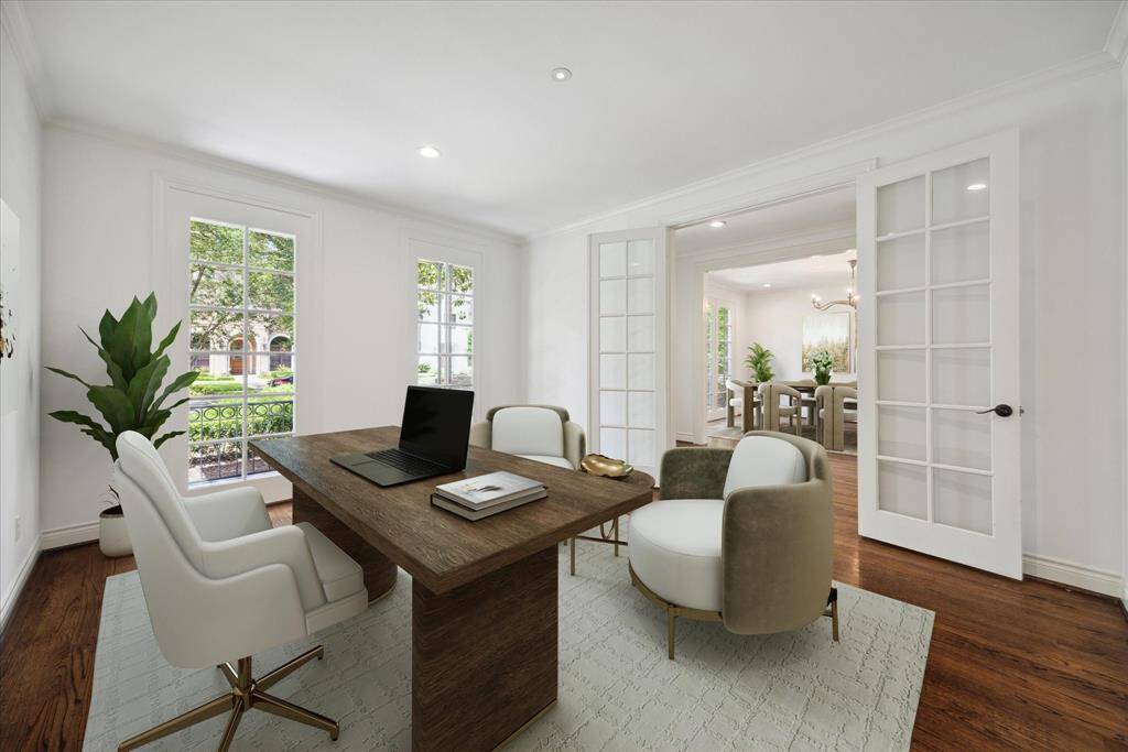 Virtually staged as a Study with seating. Optional living space.