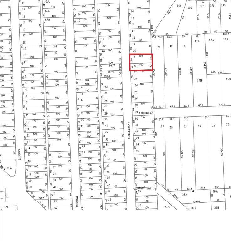 Lot 21 is 30x100 and Lot J 40x100