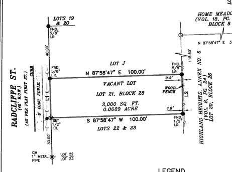 Survey for lot 21
