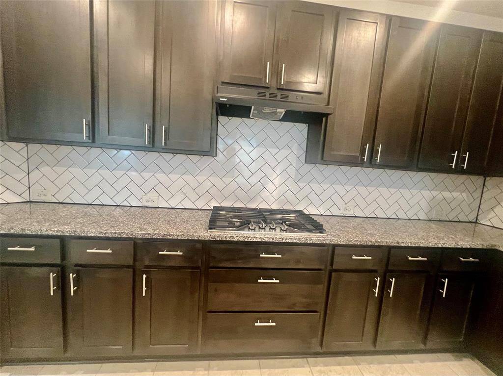 Gas top range and granite counter tops