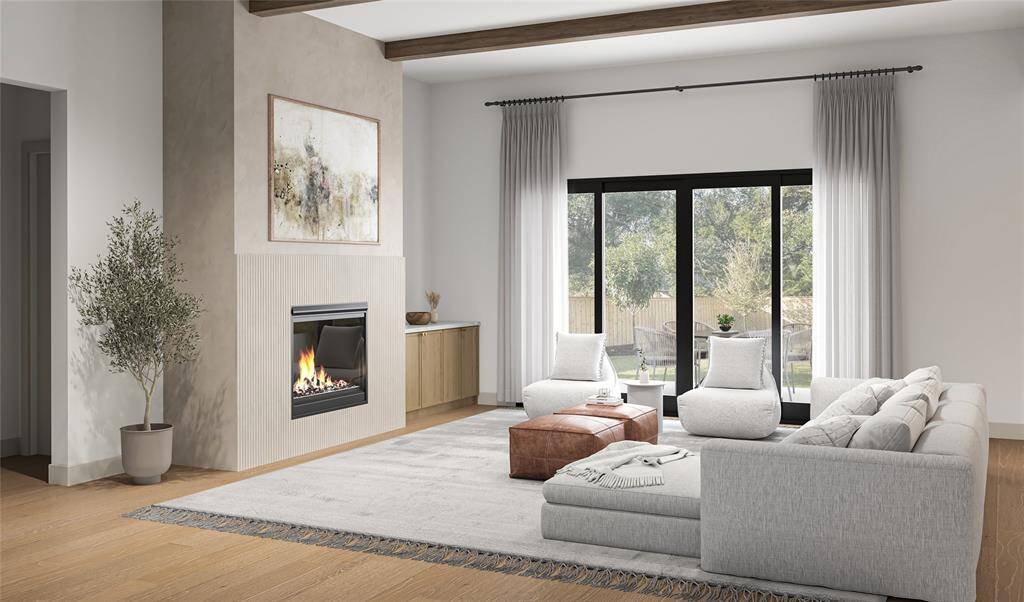 Representative rendering of the living area at 1209 Willard