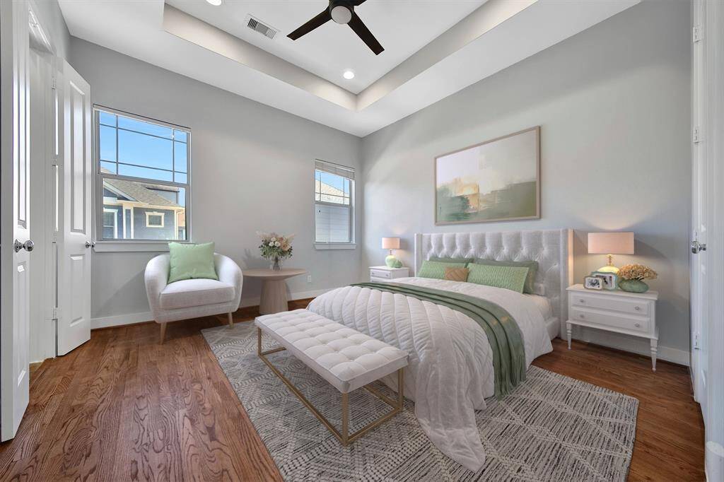 View of bedroom #1. Virtually staged.