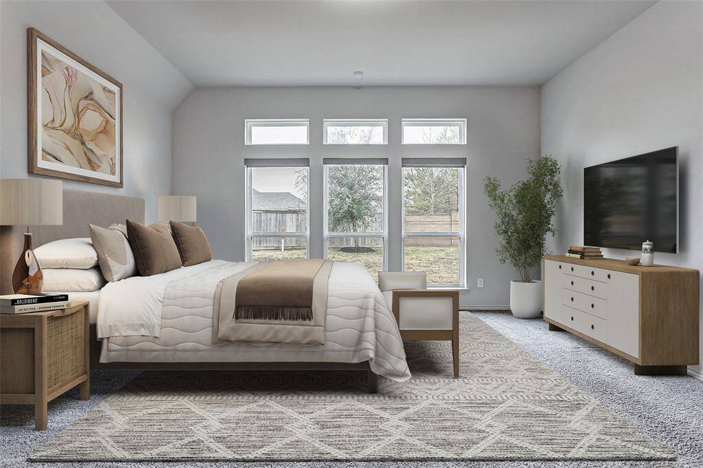 Primary bedroom, virtually staged