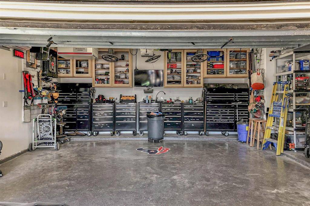 Modern garage equipped with an EV charger.