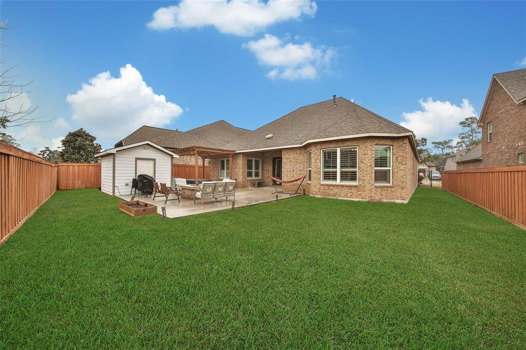 There's plenty of grass left where the kids and pets can play. And the extended patio is perfect for riding around on bikes or dribbling a basketball.