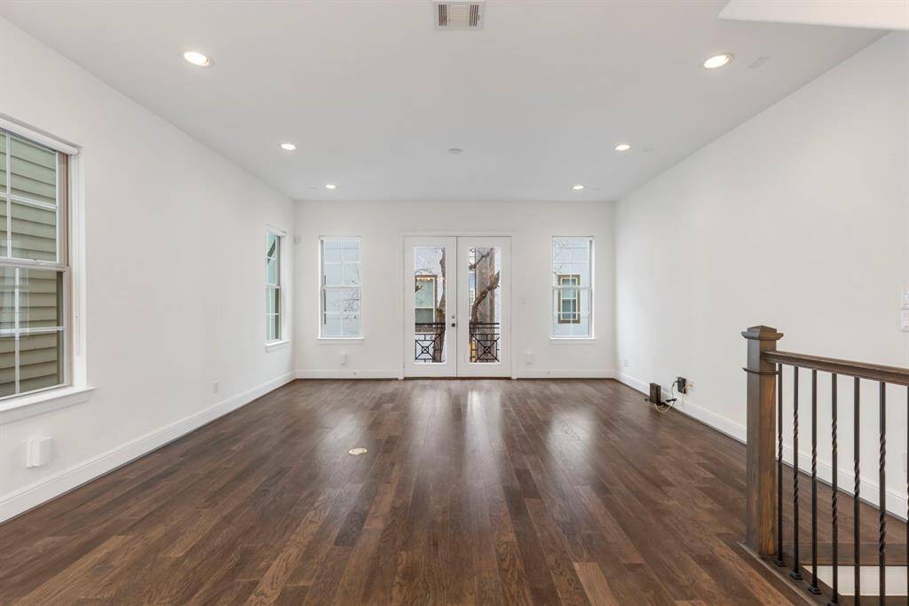 View from the kitchen into the living room.