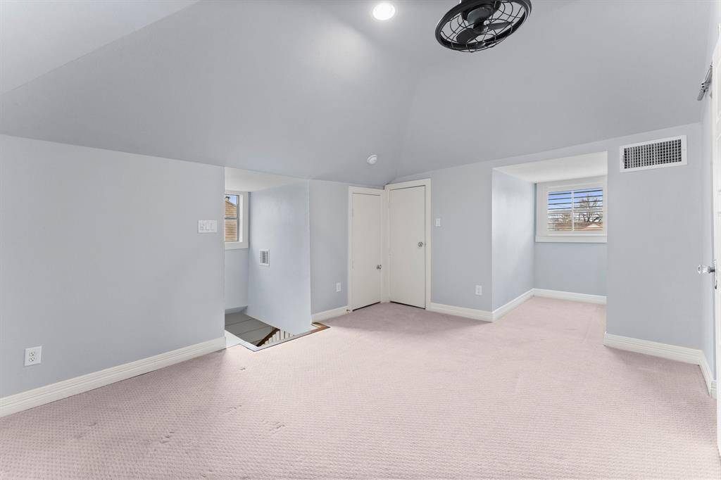 Upstairs is the versatile space.