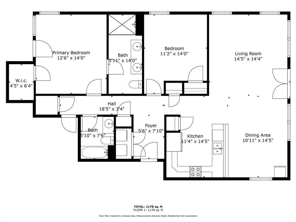 This floor plan showcases a well-designed layout with 3 bedrooms and 2 full bathrooms. The open-concept living room and dining area flow seamlessly into a spacious kitchen, ideal for entertaining.