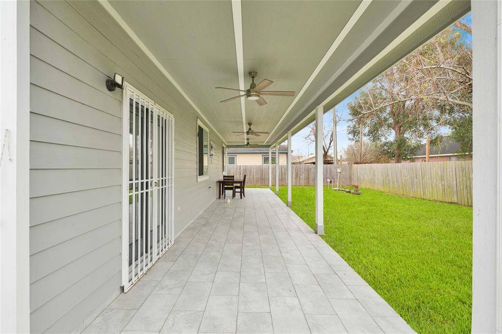 Large, covered patio.